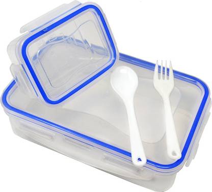Flipkart SmartBuy Lock & Fit Small (800ml+125ml) with Folk & Spoon 2 Containers Lunch Box