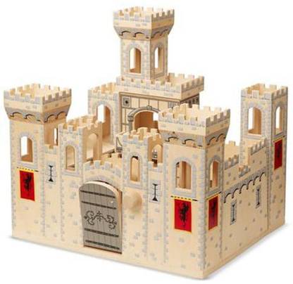 MELISSA & DOUG Medieval Wooden Castle - Hinged for Compact Storage