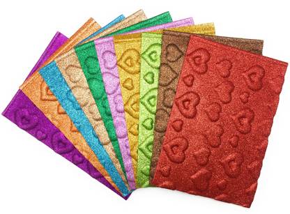 puffy Glitter Foam sheets A4 size Heart Embossed Designed