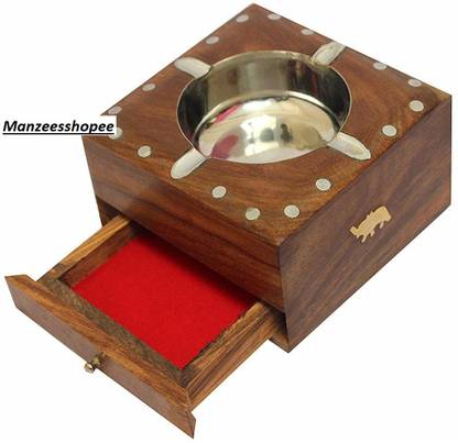 manzees Ash tray12 Brown Wood Ashtray