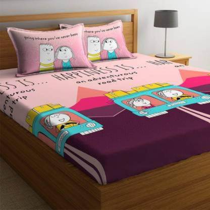 PORTICO NEW YORK 144 TC Cotton King Printed Flat Bedsheet
