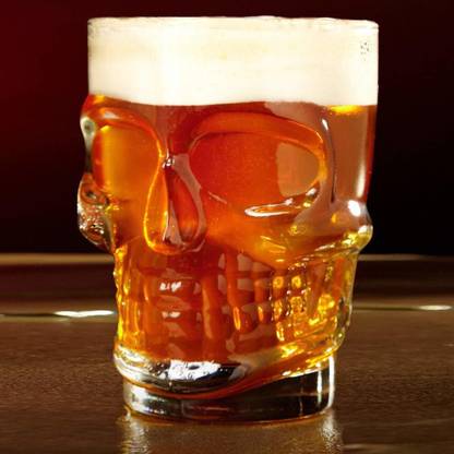 crom (Pack of 2) Skull Beer Mug 520 ML for Your Home Bar (Set of 2) Glass Set Beer Glass