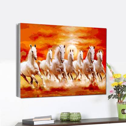Pintura Pintura Canvas Painting With UV print of 7 running horses Painting with wooden frame # Art Print # Best for Gifting # Exclusive Designs # High Quality # Dimensions 18 Inch X 12 Inch Canvas 12 inch x 18 inch Painting