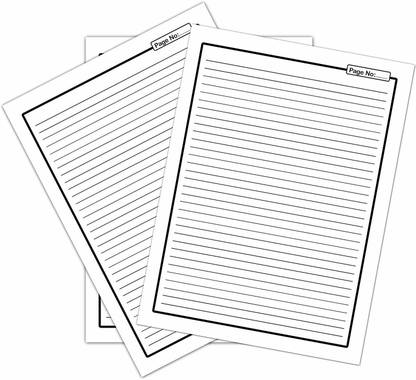 WAYTOBUY Black Border with Page Number Ruled Paper for Assignment or Project 60 A4 Ruled Paper One Side Ruled 210 x 297 mm 70 gsm Project Paper