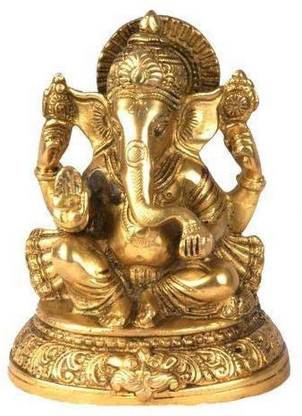 Pal Bro's Store Asta Dhatu Made Shri Ganesh Idol/Brass Ganapati Decorative Showpiece  -  17.5 cm