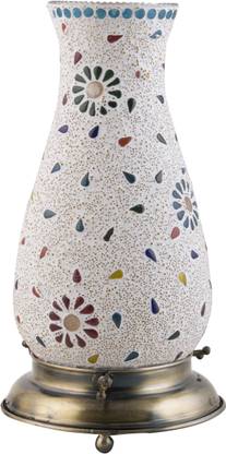 Dailyfest Antique Mosaic Leafy Flower Golden Dot Tumbler Shaped Decorative Lamp Table Lamp