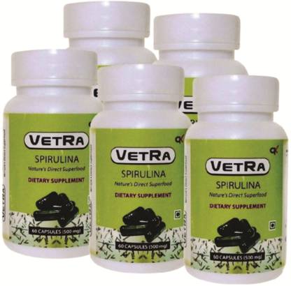 vetra Spirulina Capsules - (Pack of 5 ) 60 capsules