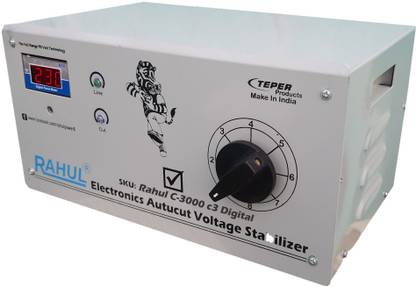 rahul C-3000 c3 Digital 3 KVA/12 Amp 90-260 Volt Mainline Use Up to 3 KVA Load Raf & Taf Autocut Digital Voltage Stabilizer