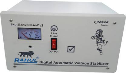 rahul Base-2 c2.5 KVA/10 Amp Copper 140-280 Volt 3 Step Submersible Water Pump/ 2 Computers Set/Deep Fridge 100 to 360 Ltr Automatic Voltage Stabilizer