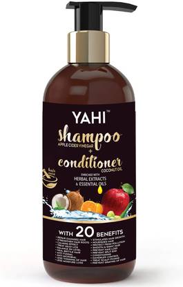 Yahi Ayurvedic Apple Cider Vinegar Shampoo + Coconut Oil Conditioner with 20 benefits for Men and Women