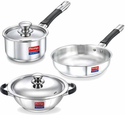 Prestige Prestige Platina 3 Piece Stainless steel BYK set Pot 13 cm diameter 1 L capacity with Lid