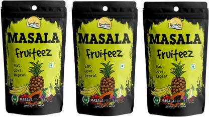 Kamdhenu Foods Dried Fruit Masala Fruiteez (Mixed Fruits) Healthy Snacks - Pack of 3, 100g Each Assorted Fruit