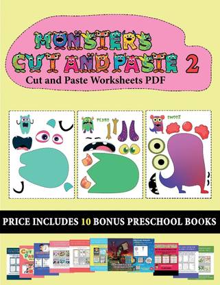 Cut and Paste Worksheets PDF (20 full-color kindergarten cut and paste activity sheets - Monsters 2)