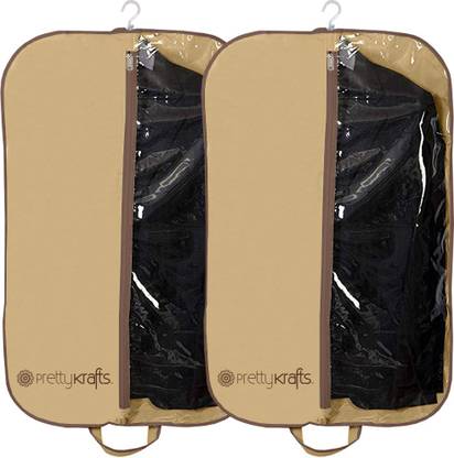 PrettyKrafts Half Transparent Coat Cover | Cloth Cover | Blazer Cover (Set of 2) F1547_Beige2