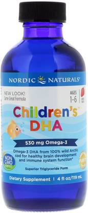 Nordic Naturals Children's DHA, Strawberry, 4 fl oz (119 ml) Strawberry Flavored Oil