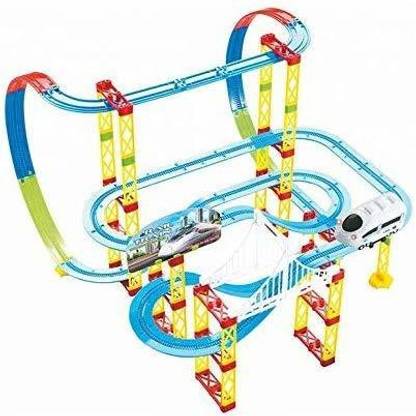 Munchkin Land 105 pcs City Urban High Speed Train Set Tracks with Train Set Toy for Kids