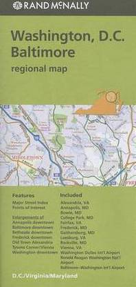 Folded Map Washington DC Baltimore MD Regional