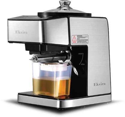 Ekvira Stainless Steel and Aluminum Fully Automatic Home Oil Press Extractor Machine, Digital Display with Touch Control Button & Included Cleaning Kit 230 W Food Processor