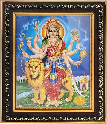 Puja N Pujari Chamundeshwari Photo Frame for Wall Hanging and Pooja Room Religious Frame