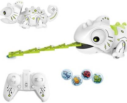 WISH IT Funny RC Robotic Chameleon Toy Color Change Light Bug Catching Action RC Robot Chameleon Pet Gifts Toys