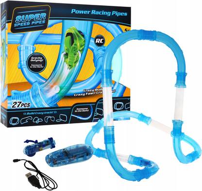 Planet of Toys Super Speed Pipes Loop RC Car Track Racing Set - 27 Piece For Kids