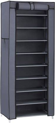 EZ Life Dust Proof & Damp Proof Shoes Rack (60 cm x 30 cm x 160 cm) - Stainless Steel & Full Fabric Zipper Cover - Grey Plastic Collapsible Shoe Stand
