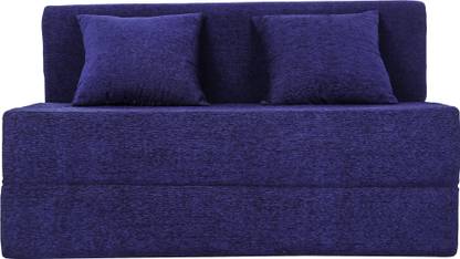 Uberlyfe uberlyfe Moshi Fabric Washable Cover with 2 for Guests (Navy Blue 4 X 6 ft) 2 Seater Double Fold Out Sofa Cum Bed