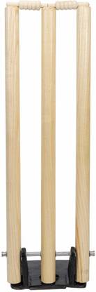 Arnav Wooden Cricket Stumps Standard Size with Spring Back and Heavy solid metal base