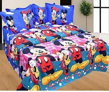 Shivi Creation Polycotton Double Flat 140 TC Cartoon Bedsheet
