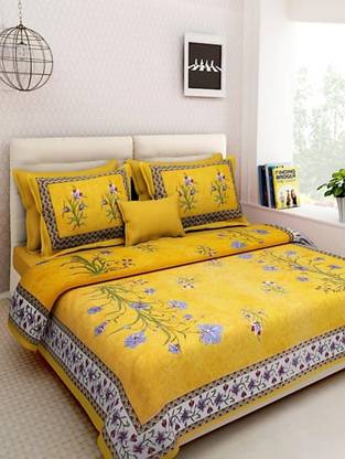 Ekta Cotton Double Flat 144 TC Printed Bedsheet