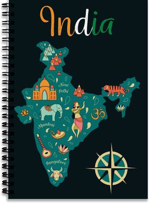Oye Mamu Indian Culture Map - Spiral Notebook Personal Diary, Notes 100 Ruled Pages A5 Notebook Ruled 100 Pages