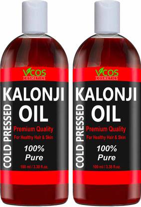 Vcos Cosmetics Cold Pressed Kalonji Oil - Virgin Grade - Black Seed Oil - Nigella Sativa (Pack of 2) Hair Oil
