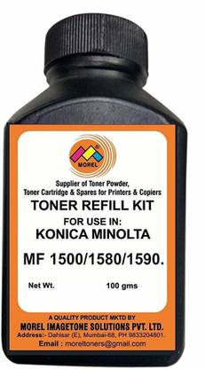 MOREL TONER POWDER BOTTLE FOR USE IN KONICA MINOLTA MF 1500 / 1580 / 1590 PRINTER PACK 1 Black Ink Toner Powder