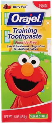 Orajel Sesame Street Training Toothpaste, Flouride-Free, Berry Fun. Toothpaste