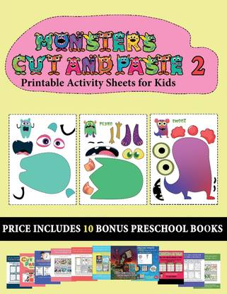 Printable Activity Sheets for Kids (20 full-color kindergarten cut and paste activity sheets - Monsters 2)