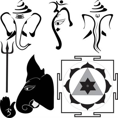 lord ganesha face Sticker Poster|Vastusastra yantra poster|Religious Poster Paper Print