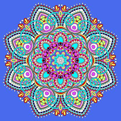 Mandala circle blye bg Sticker Poster Paper Print