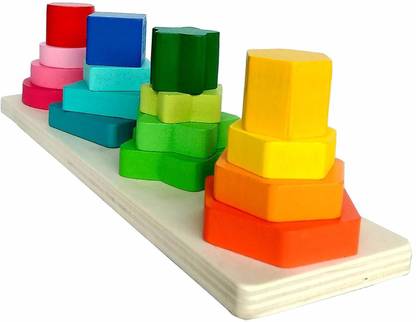 Skywalk Shoro Wooden Geometric Blocks Building Stacker Shape Sorter ...