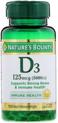 Nature's Bounty D3, Immune Health,150 Rapid Release Softgels
