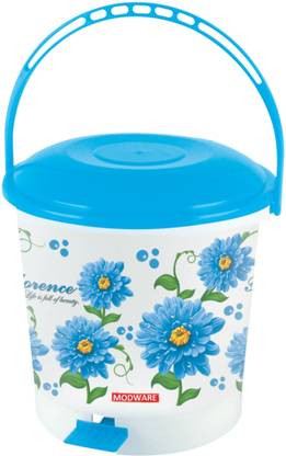 MODWARE 7 Lt Round Printed Flower Plastic Dustbin PP (Polypropylene) Dustbin