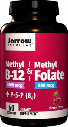 Jarrow Formulas Methyl B-12 & Methyl Folate, Cherry Flavor, 5000 mcg