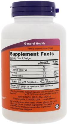 Now Foods Caprylic Acid, 600 mg, 100 Softgels