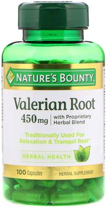 Nature's Bounty Valerian Root with Proprietary Herbal Blend, 450 mg, 100 Capsules