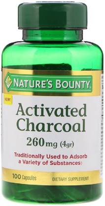 Nature's Bounty Activated Charcoal, 260 mg, 100 Capsules