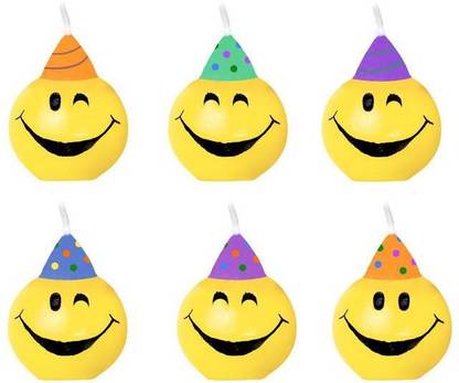 Party Hour Smiley Emoji Happy Birthday Cake Candles (Pack of 6) Candle