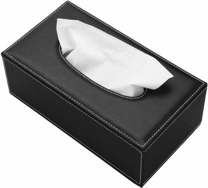 Adhvik 1 Compartments Leather Tissue Box Holder