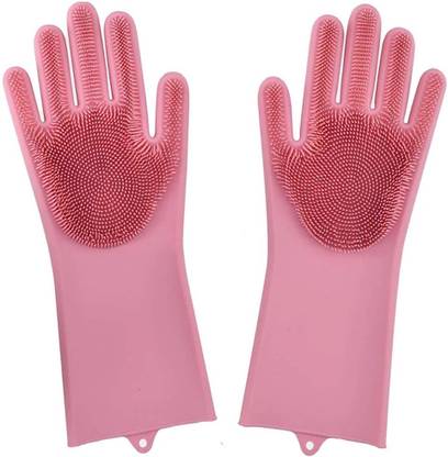 3dome Silicon Safety Wash Scrubber Heat Resistant Kitchen Gloves Wet and Dry Glove