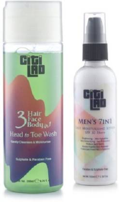Citilad Head to Toe wash,Mens 7 in 1 Moisturising Lotion with Spf 30