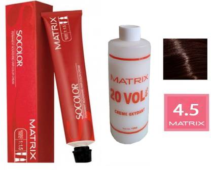 MATRIX socolor permanent cream hair color with oxydant developer , chocolate medium brown
