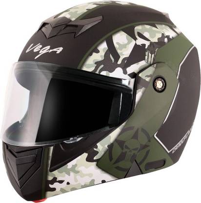 VEGA Crux Dx Camouflage Dull Black Battle Green Helmet-L Motorbike Helmet